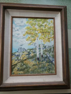 Vtg 1975 Original Oil Painting Canvas Gunnison County Autumn Landscape 15x19   • $52.99