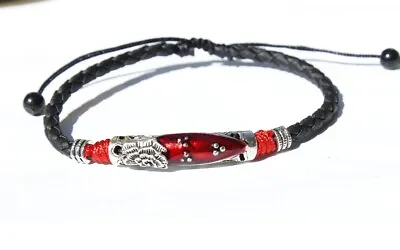 Women/ Men Flower Red Pipe Genuine Leather Anklet / Foot Bracelet One Size • $10.99