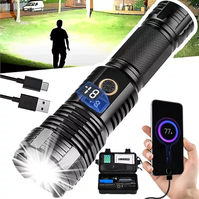 USB Rechargeable Zoomable Flashlight Super Bright LED Torch High Lumens UK • £9.89