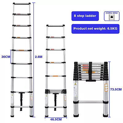 Alu / Stainless Steel Lightweight Collapsible Ladders Multi-Purpose Versatility  • $64.87