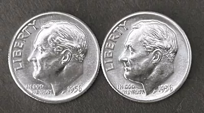 1956  P&D  10c SILVER Roosevelt Dime 2-Mint Set. BU. 99CENTS Shipping (R011) • $5.95