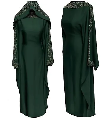 Women Stone Work Abaya Farasha Jalabiya Arab Long Dress • £43