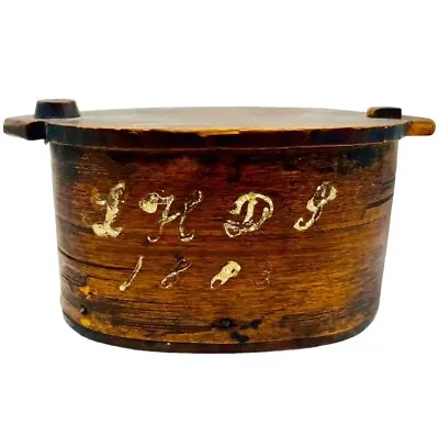 1883 Scandinavian Tine Bentwood Tina Lunch Box Swivel Lid Signed Wood Pegs 5.5”L • $284.69