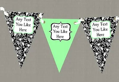 Mint Green Damask Personalised Shabby Chic Garden Tea Party Bunting • £6.79