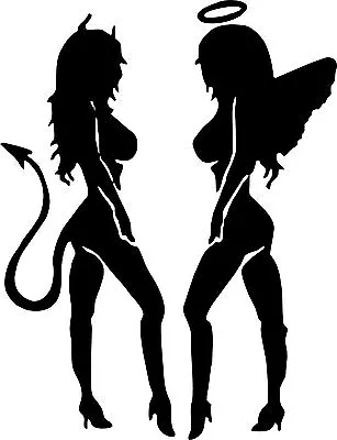 Naughty Devil With Angelgirlsboysrudefunny Car Decal Sticker • $4.72