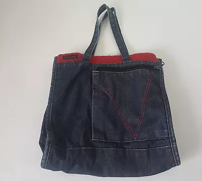 VOLCOM Blue Jean Denin Bag Purse Tote Canvas Pockets Logo • $22.95