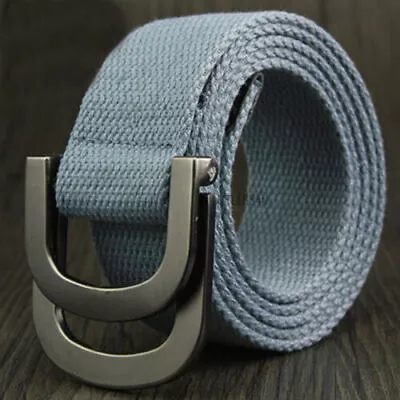 Men Women Canvas Belt Webbing D Ring Buckle Woven Military Army Waistband Combat • $13.45