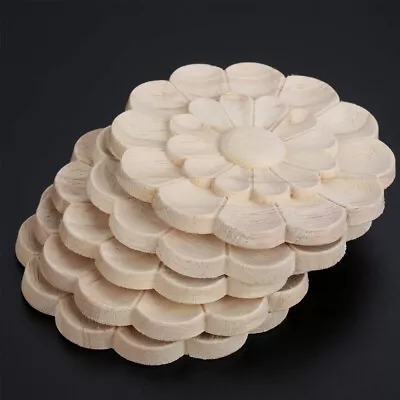 10pc Unpainted Wood Rosettes Carved Onlays Appliques Fancy For Door Wall Mirror • $13.95