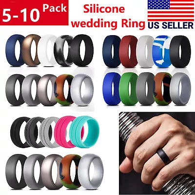 5-10Packs Silicone Wedding Engagement Ring Men Women Rubber Band Gym Sports US • $9.96