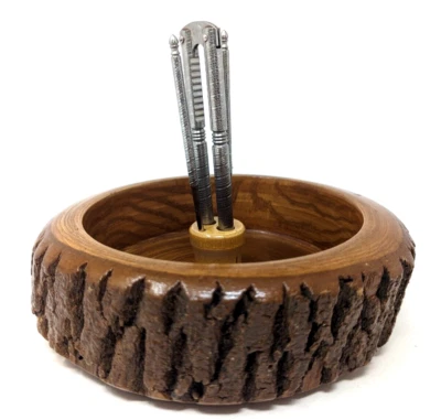 $24.99 • Buy Vintage Tree Bark Wooden Nut Bowl Set  1 HMQ Nut Cracker 2 Picks