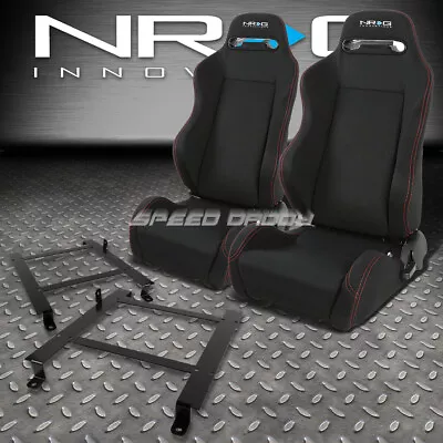 Nrg 2 Type-r Red Stitches  Racing Seats+low Mount Bracket For 97-04 Corvette C5 • $442.86