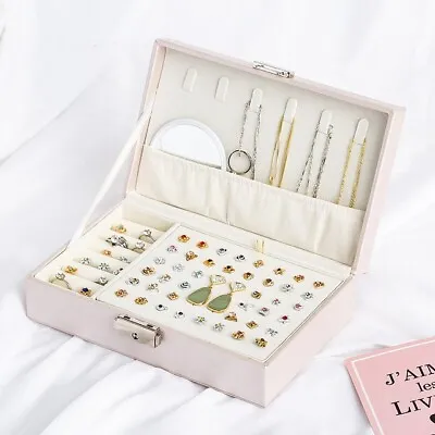 Jewellery Box Organiser For Necklace Earrings Bracelets Rings Accessories Leathe • £13.99