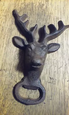 Solid Cast Iron ELK Hunter's Beer Bottle Opener Western Wall Mount DEER 6  Long • $15