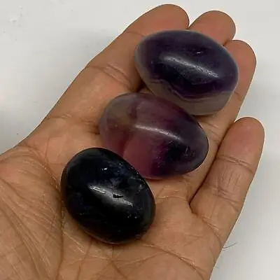 128.4g 1.3 -1.5 3pcs Multi Color Fluorite Crystal Tumbled Stones B28724 • $12.60