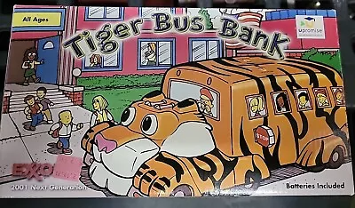 2001 Exxon Tiger Bus Bank With Flashing Lights & Noise Bump Turn New In BOX • $32.53