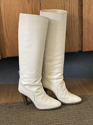 Vtg 80’s Women's Cream Bone  Boots Spain Size 5.5 Heels • $19.95