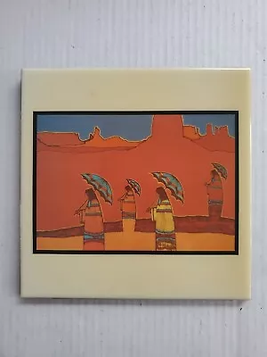 Amado Pena Mujeres Con Paraguas 8 ×8  Ceramic Tile 432/AP Albuquerque N.M. • $18.99