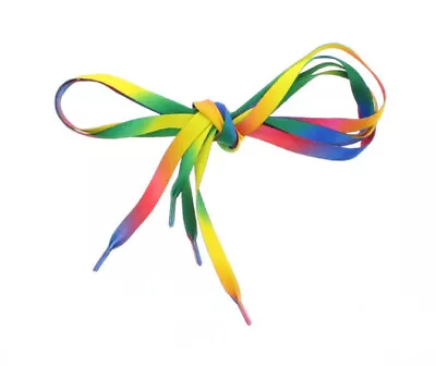 One Pair Unisex Gay Pride LGBT Rainbow Stripe Shoelaces 115cm Length - Brand New • £2.89