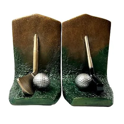 Vintage Chalkware Golf Bookends Signed Cutrone For Austin Sculptures 2pcs • $71.87