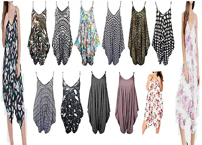 £7.99 • Buy Womens Cami Jumpsuit Playsuit Romper Baggy Harem Lagenlook Dress 