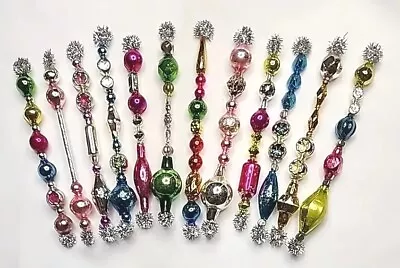 ✨️🌻 12 Vtg Mercury Glass Garland Icicle Bead Springtime Ornaments 4~4.5  • $48