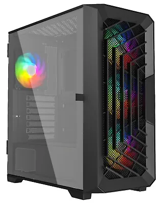 Pc Gaming Atx Case Mesh Mid Tower With 4 X 120mm Argb 120 Fans - Ionz Kz12 2.0 • £47.95