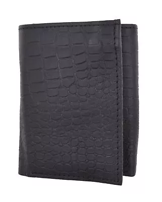 New RFID Blocking Mens Soft Crocodile Pattern Leather Trifold Wallet With Flap • $14.99