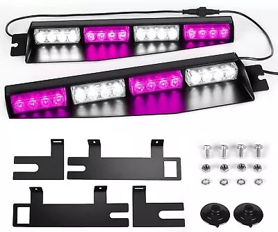 34  32 LED  Car Emergency Warning Visor Split Deck Strobe Light Bar Purple White • $87.99