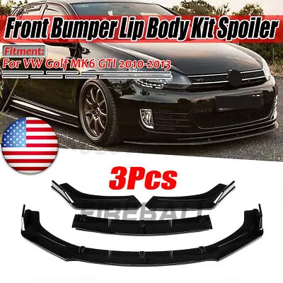 GLOSSY BLACK Front Bumper Lip Spoiler Splitter Protector MK6 GTI GTD Universal • $46.69