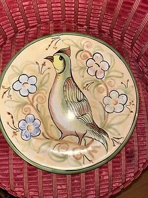 Vintage Mexico Pottery Platter Serving Plate 11.5  Quail Bird Lead Free • $35