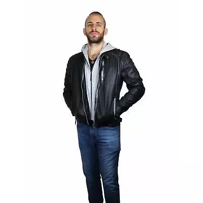 Mauritius Men's Hooded Leather Jacket • $206.99