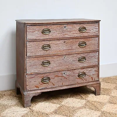 Elegant Georgian Limed Oak Bed Side Hall Console Table Cabinet Chest Of Drawers • £950