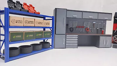 1/18 Diorama Garage Model Combined Tool Cabinet Advanced Set Display Scene Model • $81.24