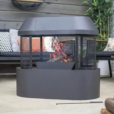 La Hacienda Steel Fire Pit Outdoor Log Burner Garden Fireplace Heater Chiminea • £79