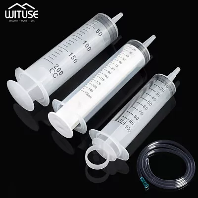 50-200ml Nutrient Sealant Syringe Measuring Plastic Injector Hydroponic • $6.55
