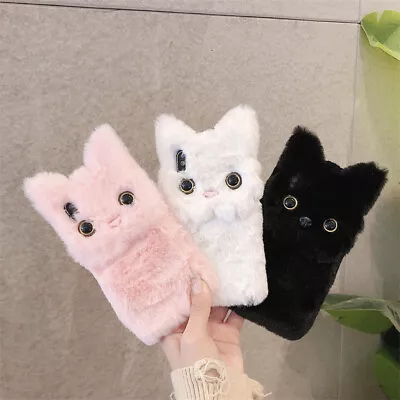 Cute Girls Fluffy Plush Cat Phone Case Cover For IPhone 14 13 12 11 Pro Max 7 8 • $14.91