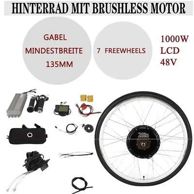 28  E Bike Rear Wheel Electric Bicycle Hub Motor Conversion Kit 48V 1000W W/ LCD • $203.30