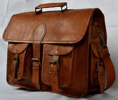 Leather Messenger Office Laptop Shoulder Briefcase Men's Business Bag Crossbody • $90