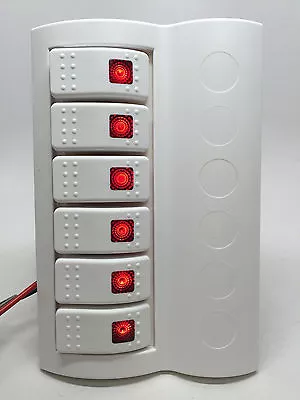 $45.01 • Buy Marine Boat Waterproof White Switch Panel Circuit Breaker 6 Gang Red Led Rocker