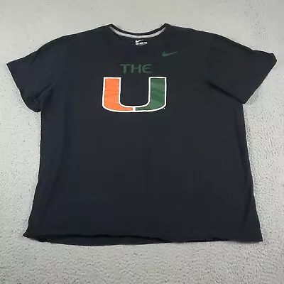 Nike Miami Hurricanes T Shirt Mens 2XL Black Swoosh UM Short Sleeve * • $18.95