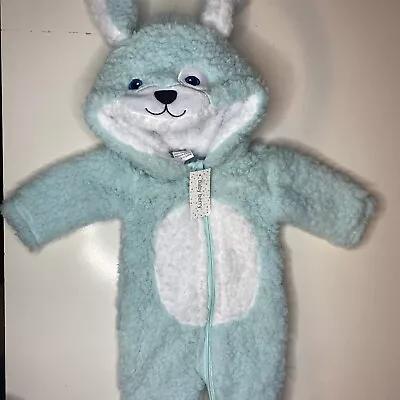 Baby Bunny One Piece Size 0000 New Baby Pale Green Hooded All-In-One Fleecy Cosy • $15.99