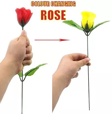 £4.99 • Buy Colour Changing Rose Red Change To A Yellow Flower New Instant Stage Magic Trick