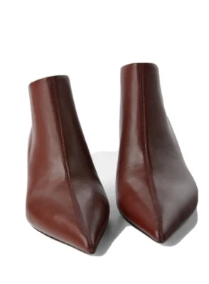 $74.99 • Buy NWT ZARA BurgUndy Leather GAUCHO ANKLE BOOT Size 8 Ref 1103/510 MSRP $129