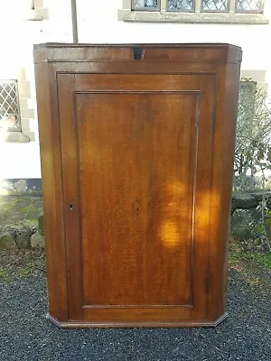 A Lovely Antique Georgian Oak Panelled Wall Hanging Corner Cabinet/Cupboard • £189