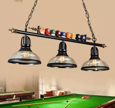 Vintage 3 Heads Pool Billiard Snooker Table Light Pendant Lamp Bar Chandelier • $251.16