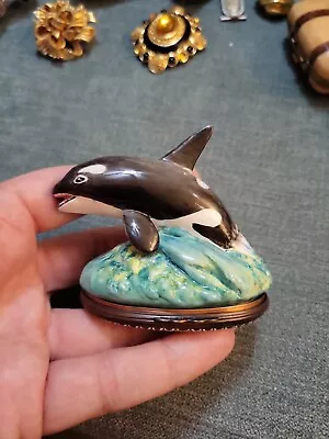 Halcyon Days Enamel Trinket Box Figure Killer Whale HD London Bonbonnieres RARE • $199.99