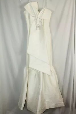 Badgley Mischka Womens Ivory Strap/Bow Mermaid Straight Dress #8 $795 • $139.99