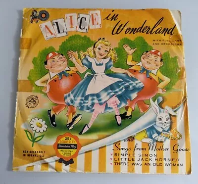 Vintage 1953 Disney Alice In Wonderland 45 Rare Record & Sleeve Cricket Kids • $24.50