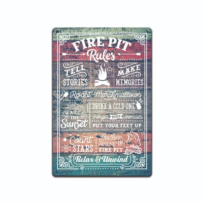 $13.65 • Buy Fire Pit Rules Metal Sign-Backyard Decor, Yard Sign, Welcome To Our Fire, TS604