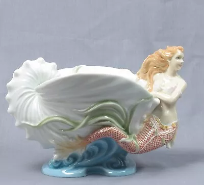 Mermaid Fine Porcelain Argonaut Shell Dish Bowl Fantasy Collectible • $82.99